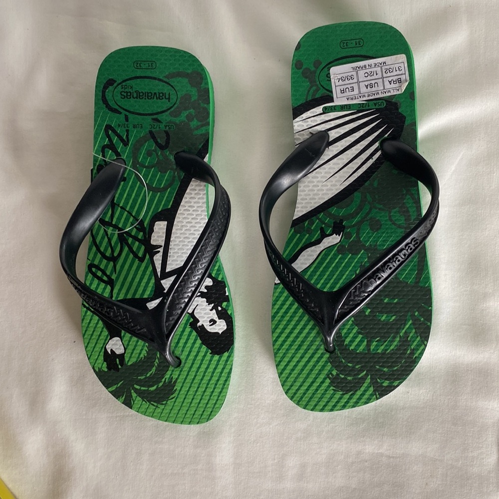 NWT Original Havaianas Dark Green Surf Print Kids US 1/2C EUR 33/34 - Picture 4 of 7
